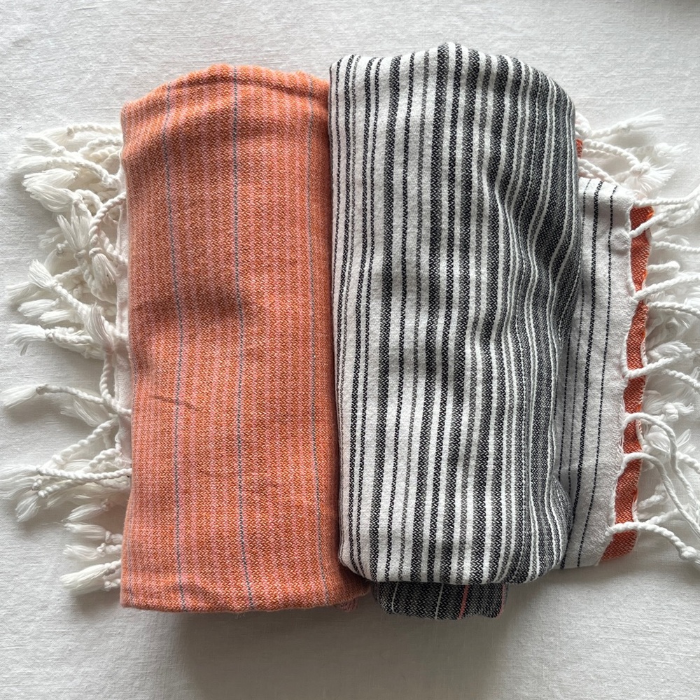 2 Fouta Towel Peshtemal Hammam Cotton Pink Orange Black Grey White